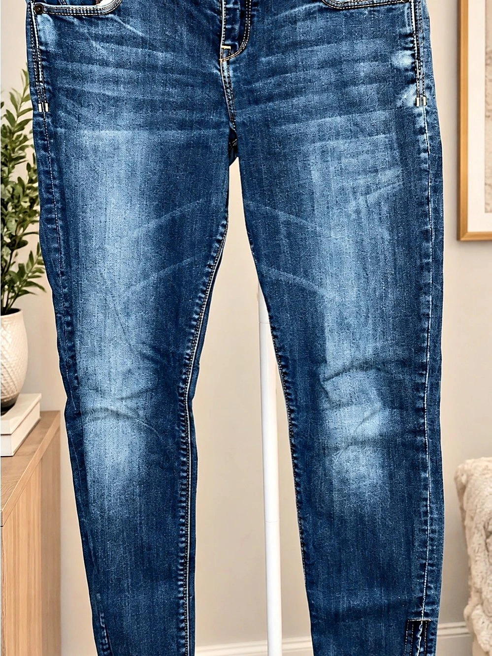 Y2K Hollister SoCal Stretch Ankle Zip Skinny Jeans Blue Waist 27